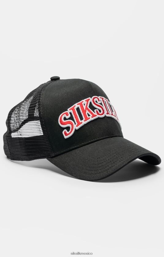 gorra trucker negra con logo de sombra de malla accesorio unisexo SikSilk 8TT44N225