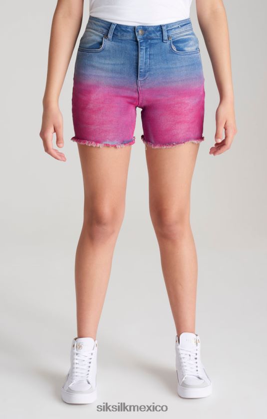 shorts de mezclilla teñidos en azul vestir chicas SikSilk 8TT44N356