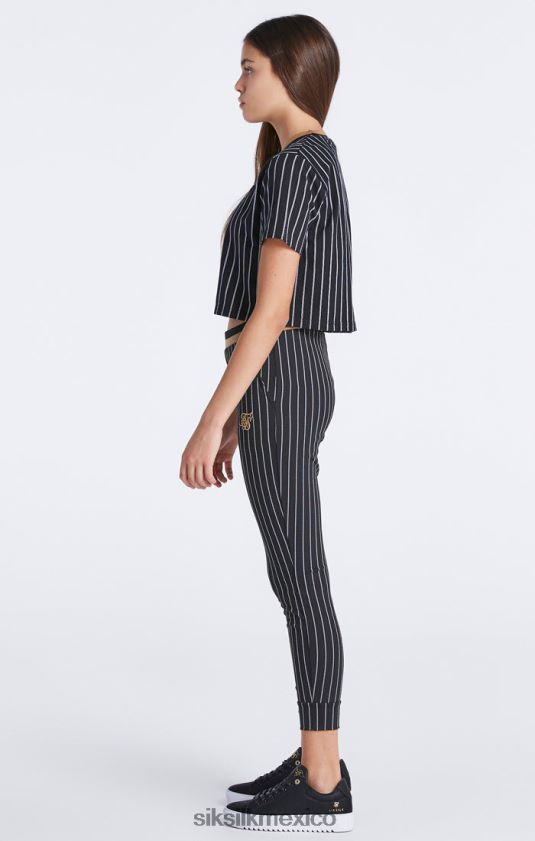 jogger de rayas de béisbol negro vestir chicas SikSilk 8TT44N348