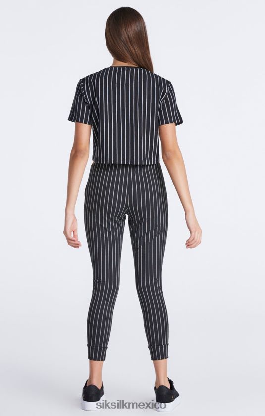 jogger de rayas de béisbol negro vestir chicas SikSilk 8TT44N348