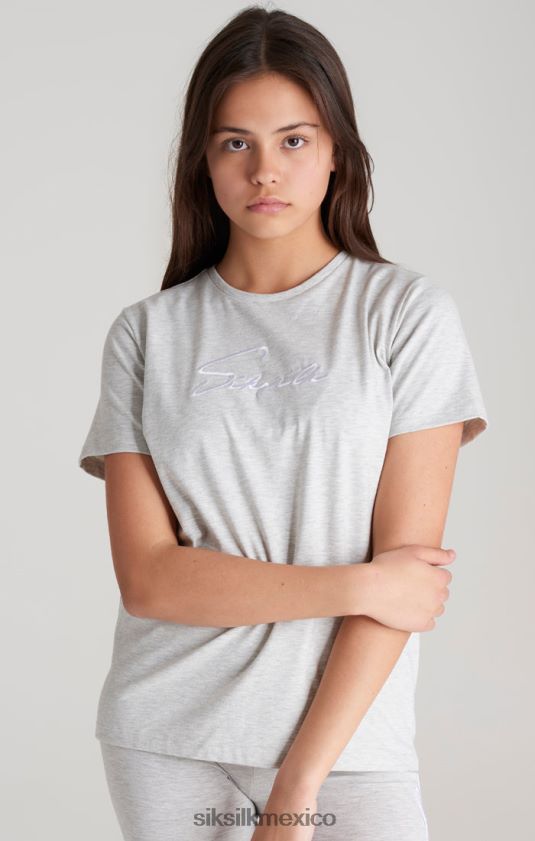 camiseta boyfriend gris jaspeado con firma vestir chicas SikSilk 8TT44N322
