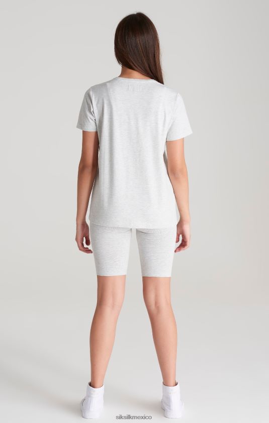 camiseta boyfriend gris jaspeado con firma vestir chicas SikSilk 8TT44N322