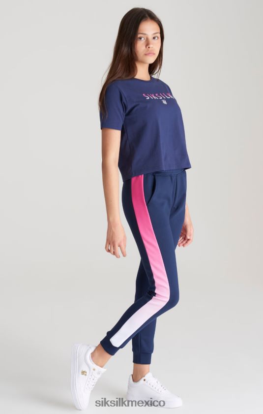 camiseta corta azul marino con logo desgastado vestir chicas SikSilk 8TT44N325