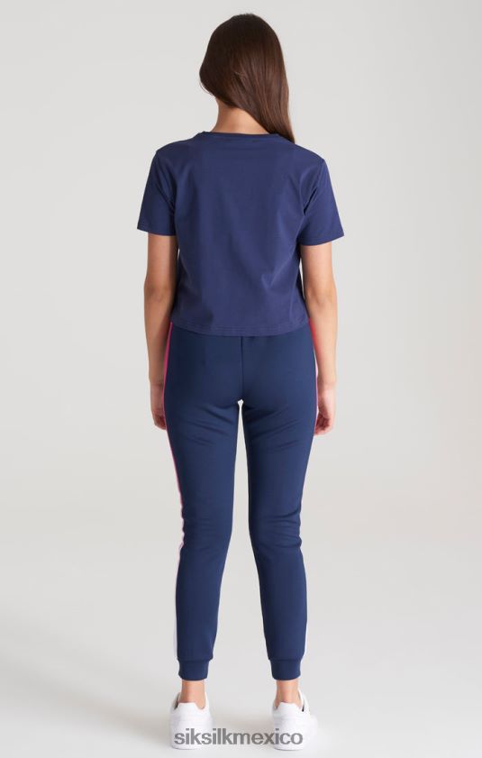 camiseta corta azul marino con logo desgastado vestir chicas SikSilk 8TT44N325