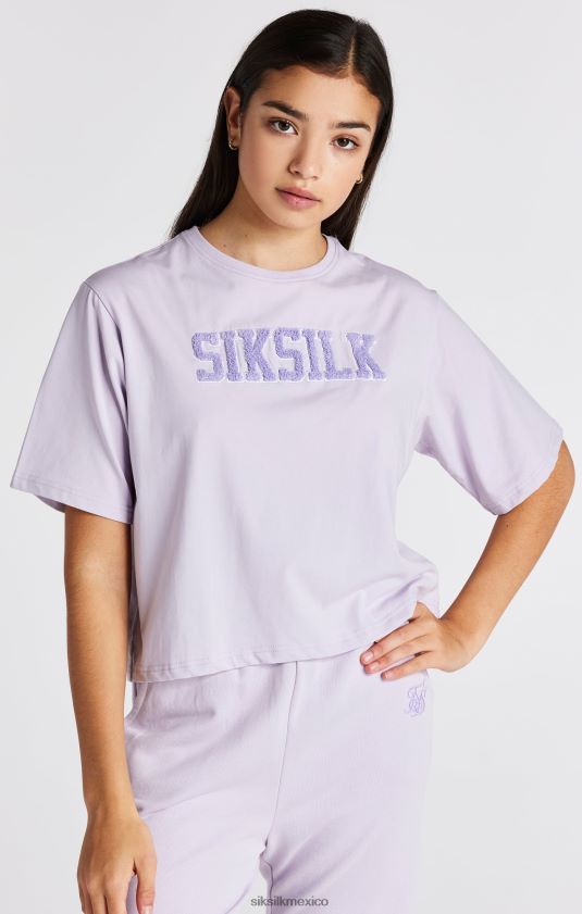 camiseta corta morada con logo universitario vestir chicas SikSilk 8TT44N327