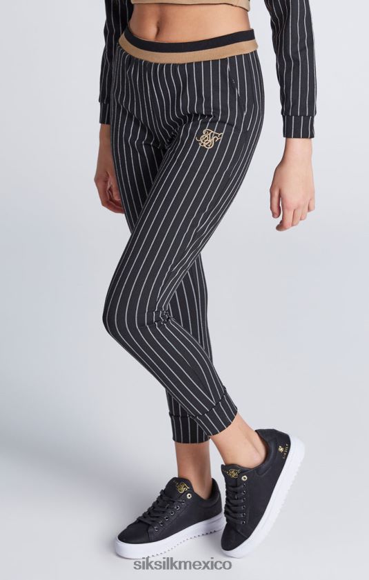 sudadera con capucha corta a rayas de béisbol negra vestir chicas SikSilk 8TT44N337