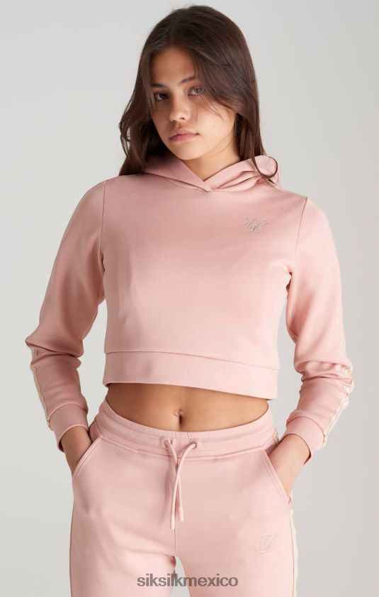 sudadera corta con capucha rosa con cinta vestir chicas SikSilk 8TT44N332