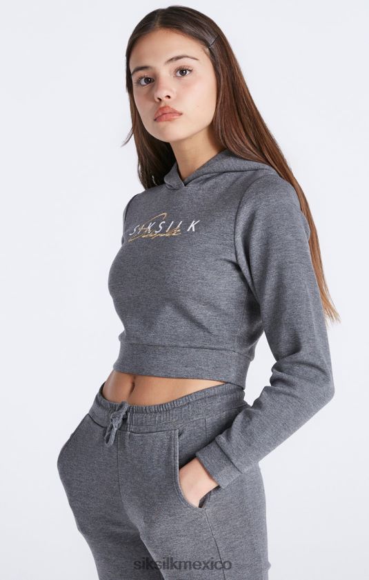 top deportivo gris jaspeado con firma vestir chicas SikSilk 8TT44N329