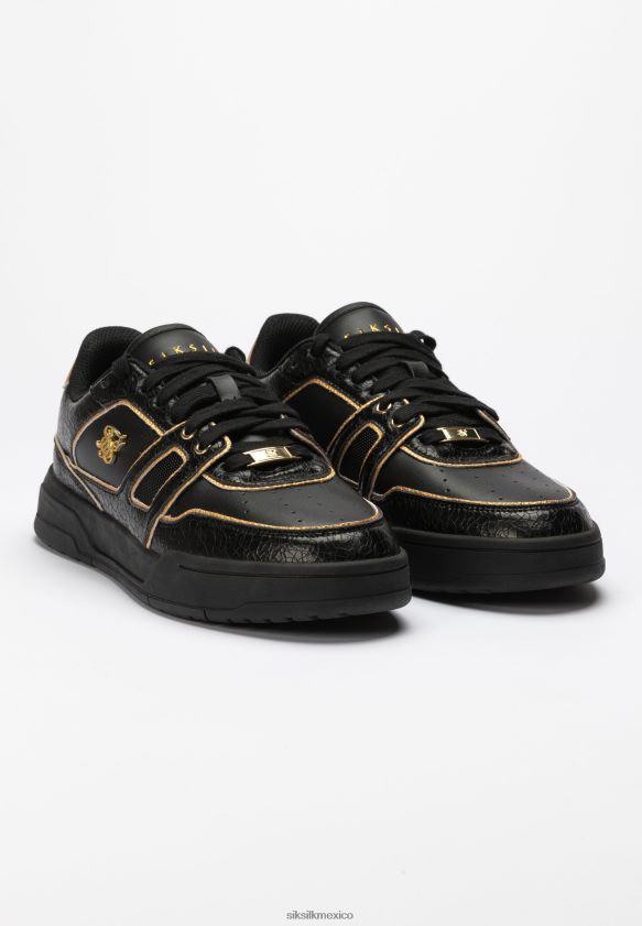Zapatillas bajas con ribetes en negro y dorado calzado hombres SikSilk 8TT44N4
