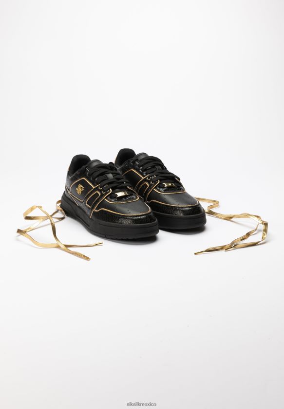 Zapatillas bajas con ribetes en negro y dorado calzado hombres SikSilk 8TT44N4