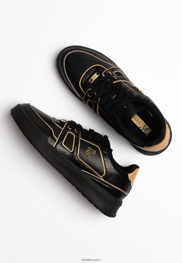 Zapatillas bajas con ribetes en negro y dorado calzado hombres SikSilk 8TT44N4