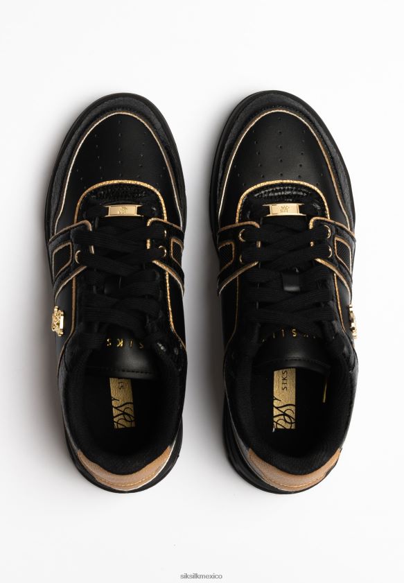 Zapatillas bajas con ribetes en negro y dorado calzado hombres SikSilk 8TT44N4