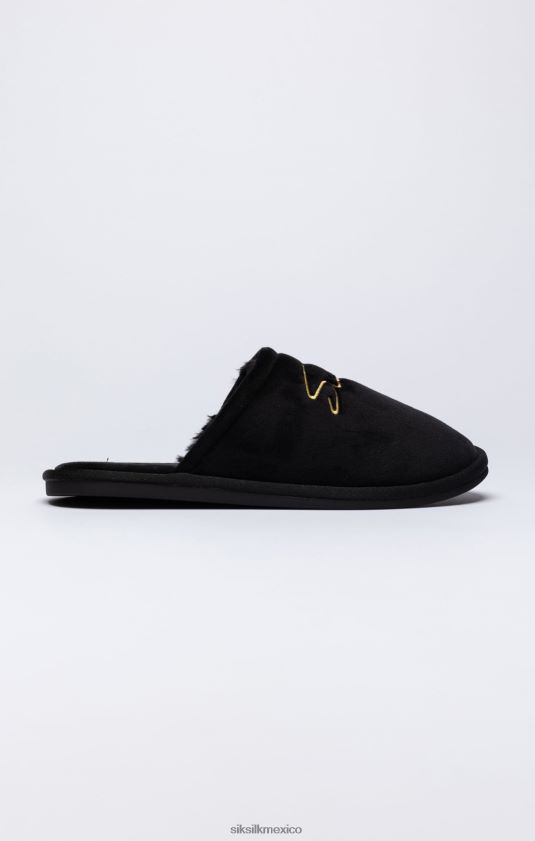zapatilla negra con logo bordado calzado hombres SikSilk 8TT44N9