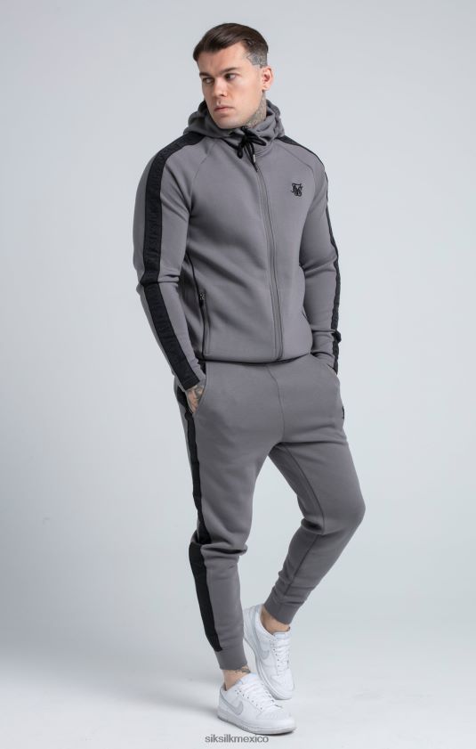 Conjunto de sudadera con capucha y joggers con cremallera y cinta en gris vestir hombres SikSilk 8TT44N504