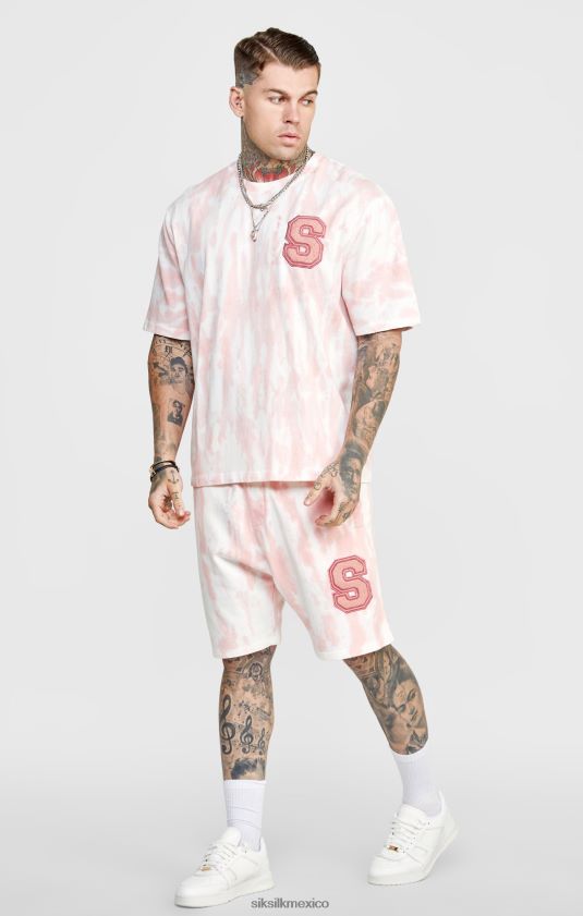 jogger corto teñido anudado rosa vestir hombres SikSilk 8TT44N574