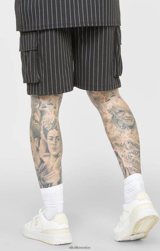 pantalón corto cargo de baloncesto aniversario negro vestir hombres SikSilk 8TT44N564