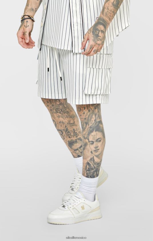 pantalón corto cargo de baloncesto color crudo aniversario vestir hombres SikSilk 8TT44N568