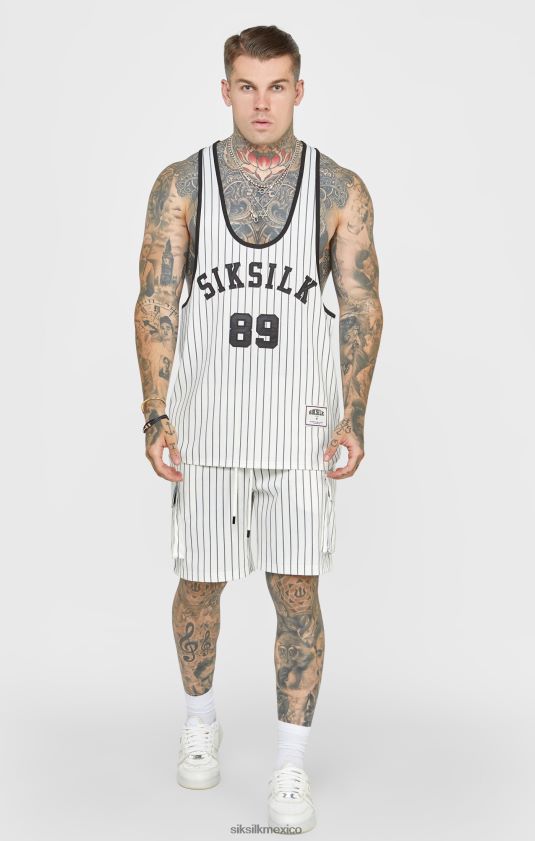 pantalón corto cargo de baloncesto color crudo aniversario vestir hombres SikSilk 8TT44N568