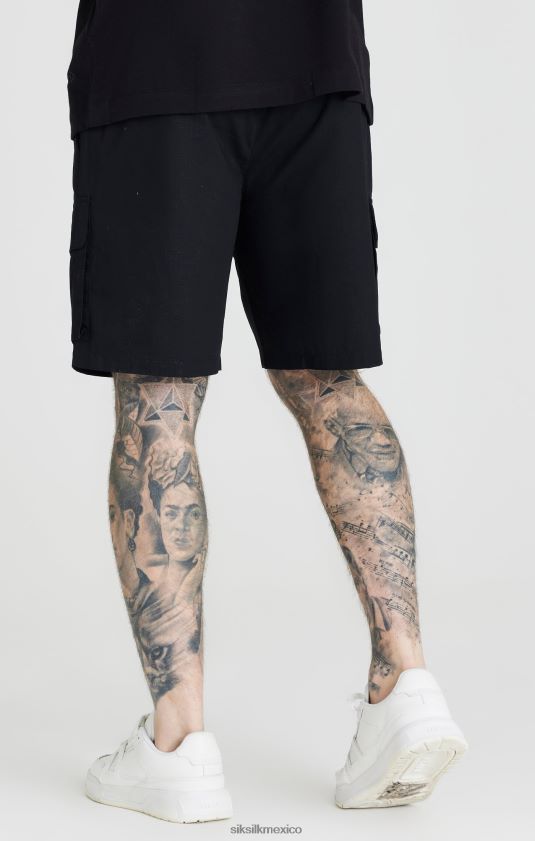 pantalón corto cargo ripstop negro vestir hombres SikSilk 8TT44N586