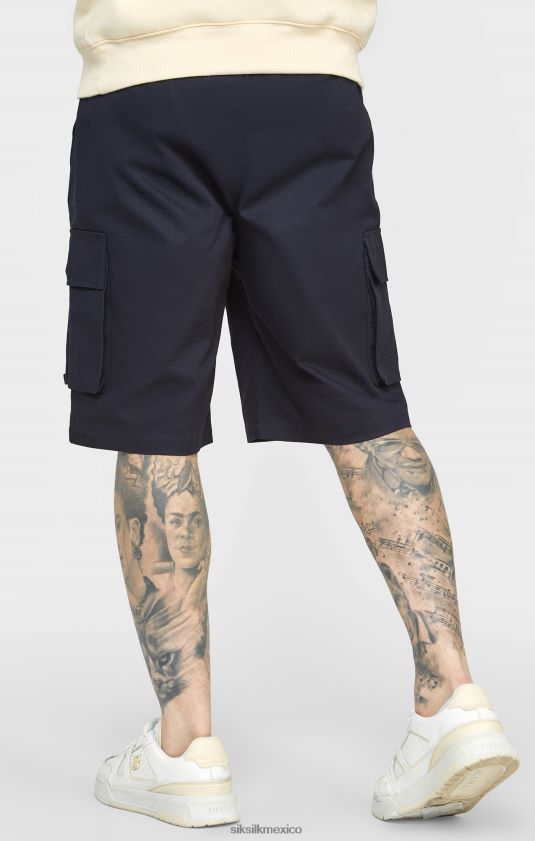 pantalón corto cargo tejido azul marino vestir hombres SikSilk 8TT44N573
