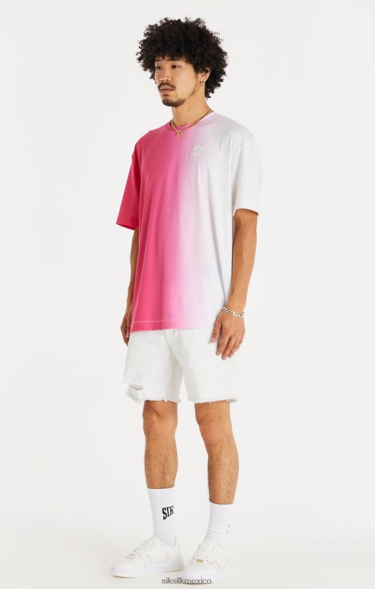 pantalón corto de mezclilla desgastado con dobladillo sin rematar blanco vestir hombres SikSilk 8TT44N600