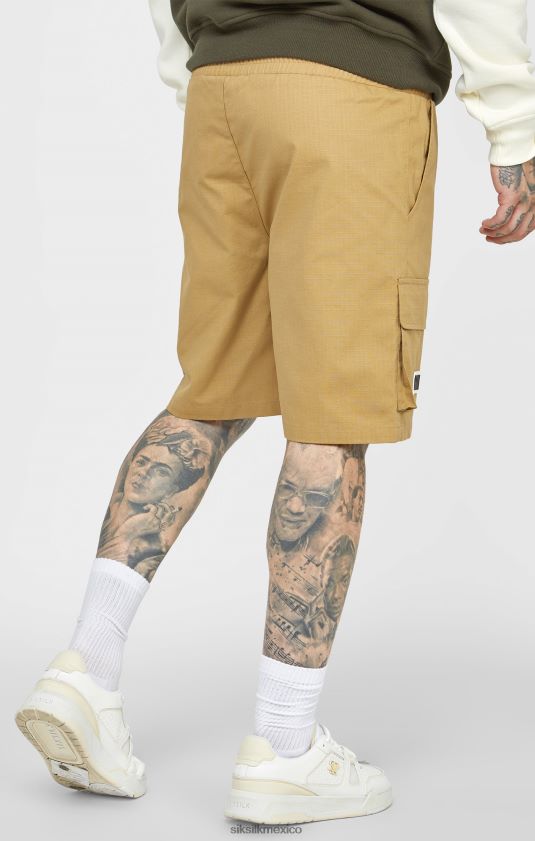 pantalones cortos cargo ripstop tostados vestir hombres SikSilk 8TT44N585