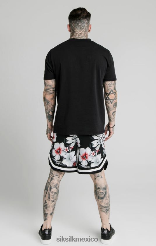 pantalones cortos de baloncesto florales - negro vestir hombres SikSilk 8TT44N591