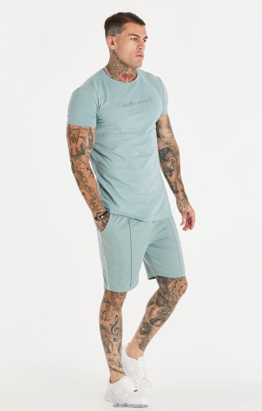 pantalones cortos plisados ​​con guión - verde azulado vestir hombres SikSilk 8TT44N597