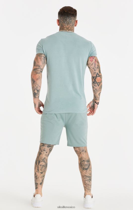 pantalones cortos plisados ​​con guión - verde azulado vestir hombres SikSilk 8TT44N597