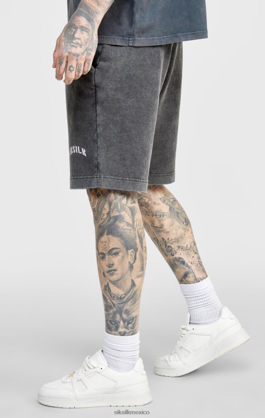 pantalones cortos relajados con gráficos negros vestir hombres SikSilk 8TT44N567