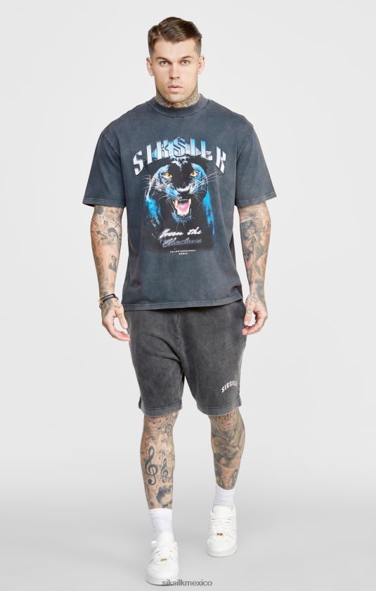 pantalones cortos relajados con gráficos negros vestir hombres SikSilk 8TT44N567