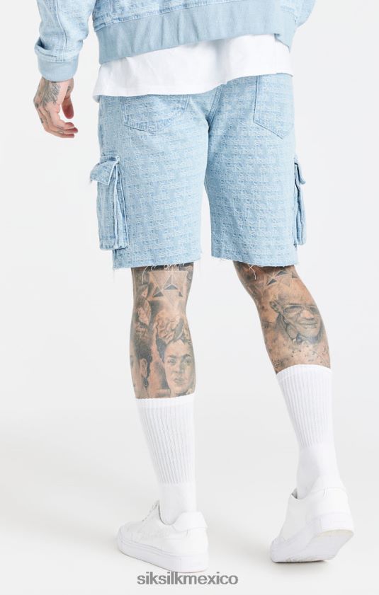 short cargo de mezclilla jacquard azul vestir hombres SikSilk 8TT44N593