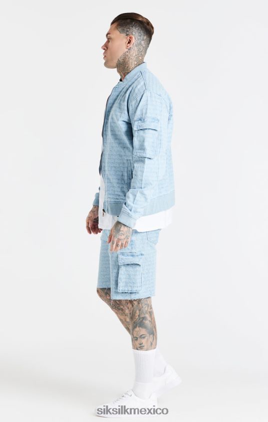 short cargo de mezclilla jacquard azul vestir hombres SikSilk 8TT44N593