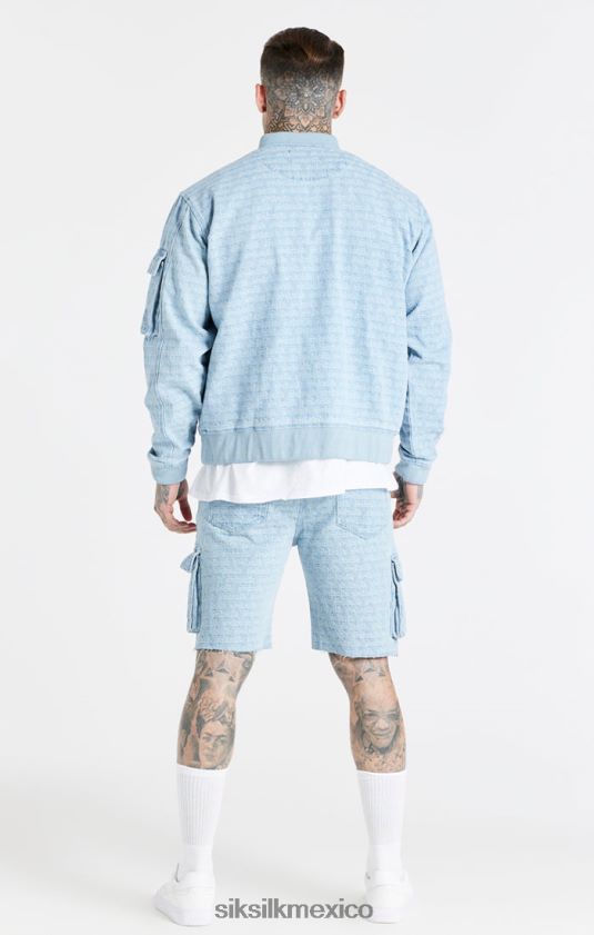 short cargo de mezclilla jacquard azul vestir hombres SikSilk 8TT44N593