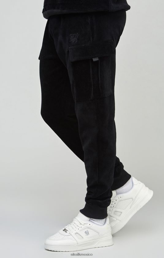 joggers cargo de pana negros vestir hombres SikSilk 8TT44N532