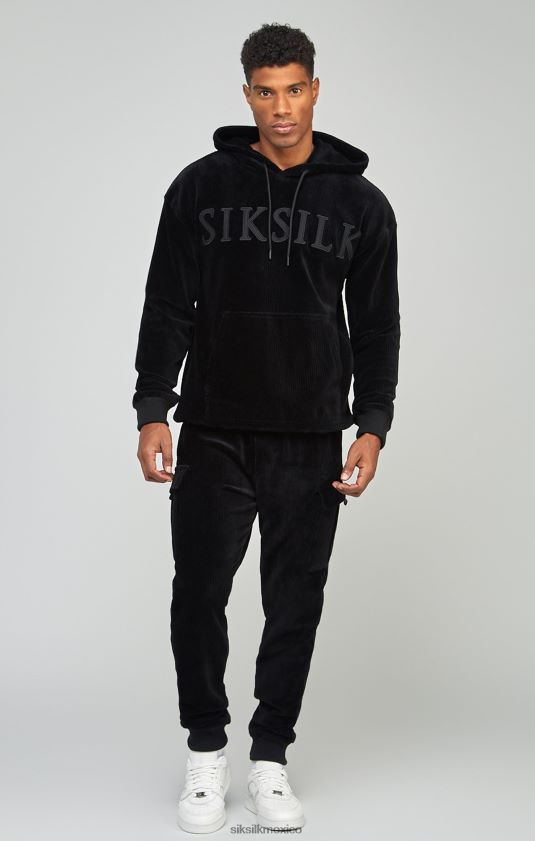 joggers cargo de pana negros vestir hombres SikSilk 8TT44N532