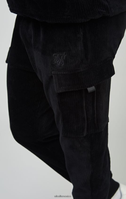 joggers cargo de pana negros vestir hombres SikSilk 8TT44N532