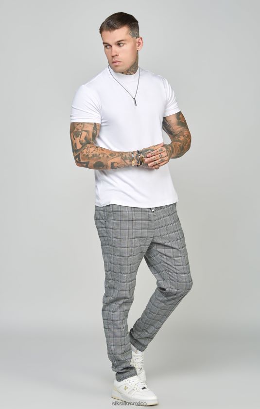 Joggers grises de corte tapered de tejido elegante vestir hombres SikSilk 8TT44N524