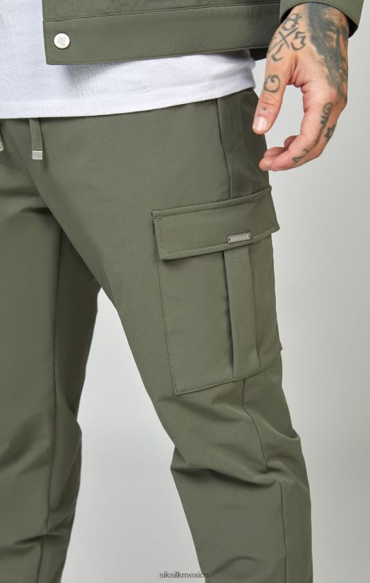 jogger cargo utilitario caqui vestir hombres SikSilk 8TT44N511