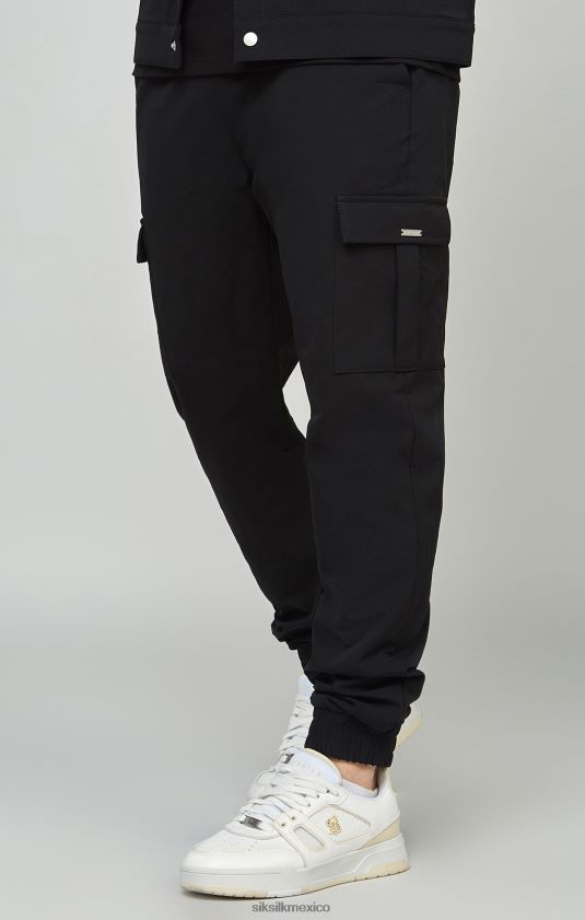 jogger cargo utilitario negro vestir hombres SikSilk 8TT44N509