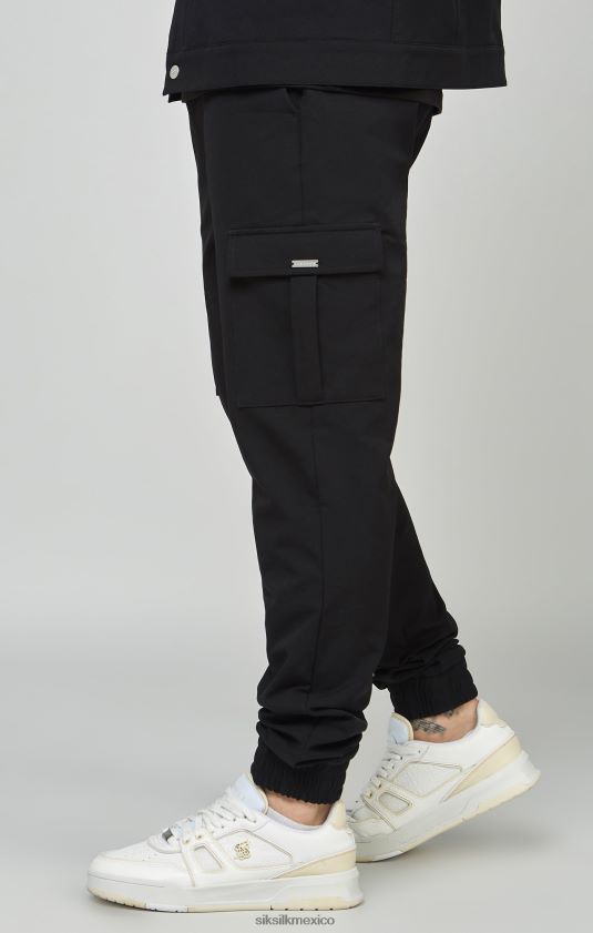 jogger cargo utilitario negro vestir hombres SikSilk 8TT44N509