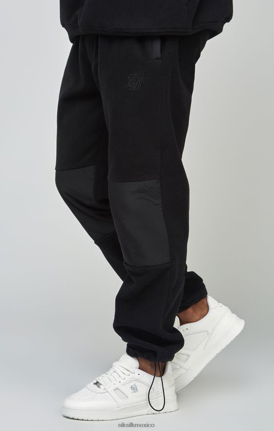 jogger crudo con puños y paneles de polar vestir hombres SikSilk 8TT44N523