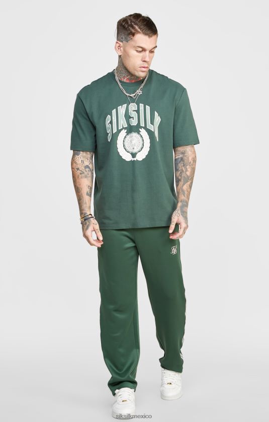 pantalón de chándal verde elegante con pernera recta vestir hombres SikSilk 8TT44N516