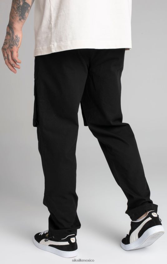 pantalones cargo negros ripstop vestir hombres SikSilk 8TT44N512
