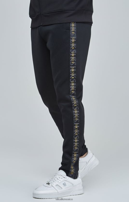 pantalones de chándal con cinta dorada negra vestir hombres SikSilk 8TT44N529
