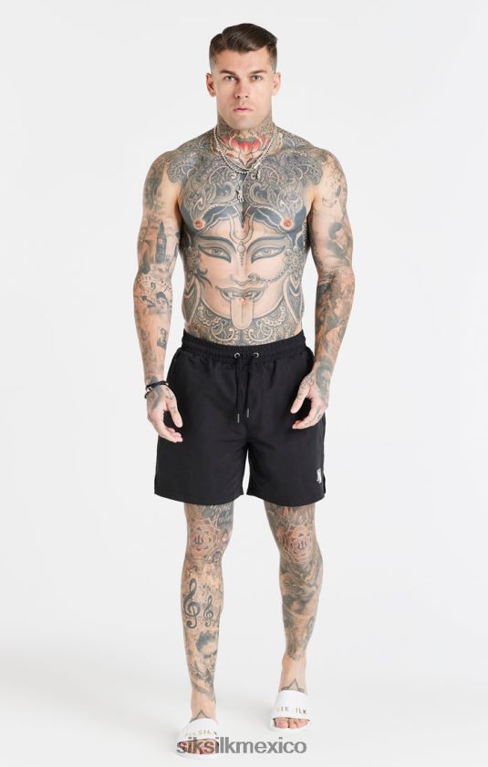 short de baño esencial negro vestir hombres SikSilk 8TT44N617