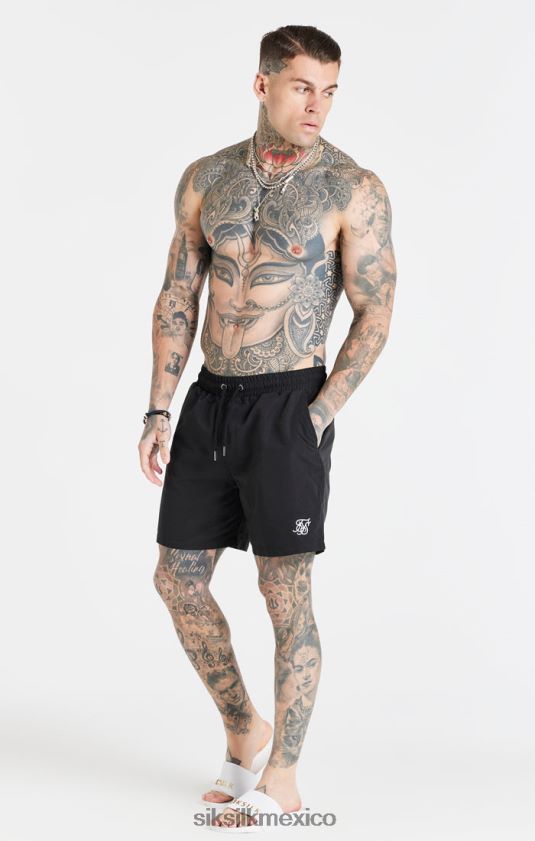 short de baño esencial negro vestir hombres SikSilk 8TT44N617