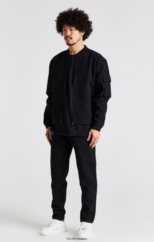 Vaqueros negros de corte slim con logo repetido vestir hombres SikSilk 8TT44N546