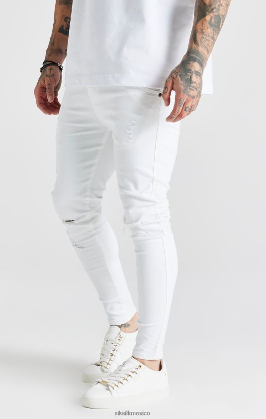 jeans ajustados desgastados esenciales blancos vestir hombres SikSilk 8TT44N553