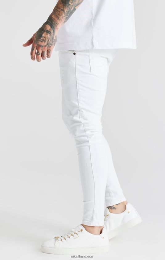 jeans ajustados desgastados esenciales blancos vestir hombres SikSilk 8TT44N553